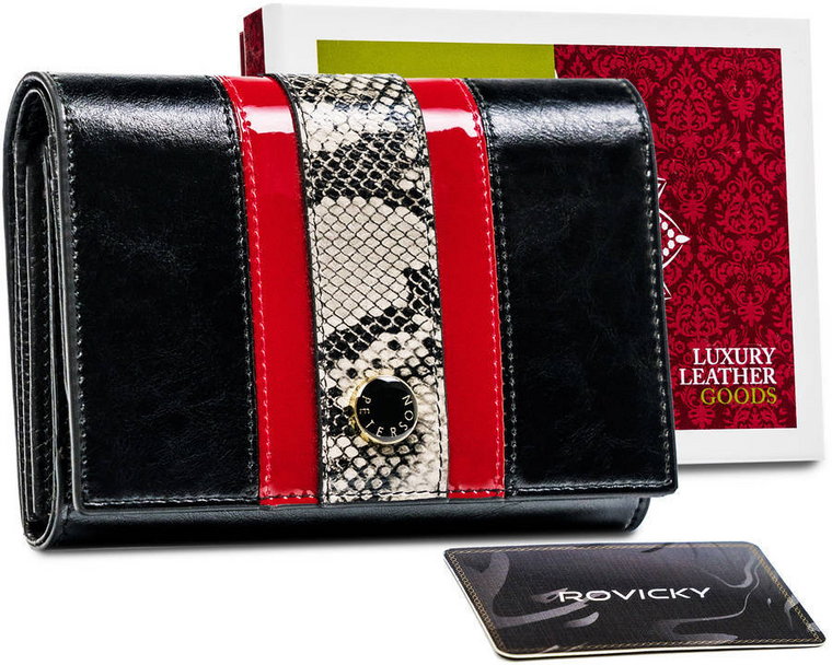 Elegancki portfel damski ze wzorem wężowej skóry RFID  Peterson