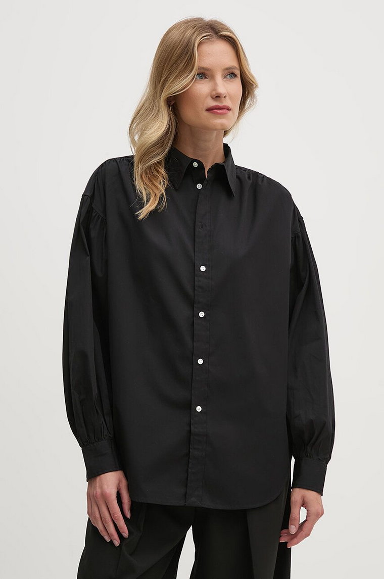 Polo Ralph Lauren koszula bawełniana damska kolor czarny relaxed z kołnierzykiem klasycznym 211941512