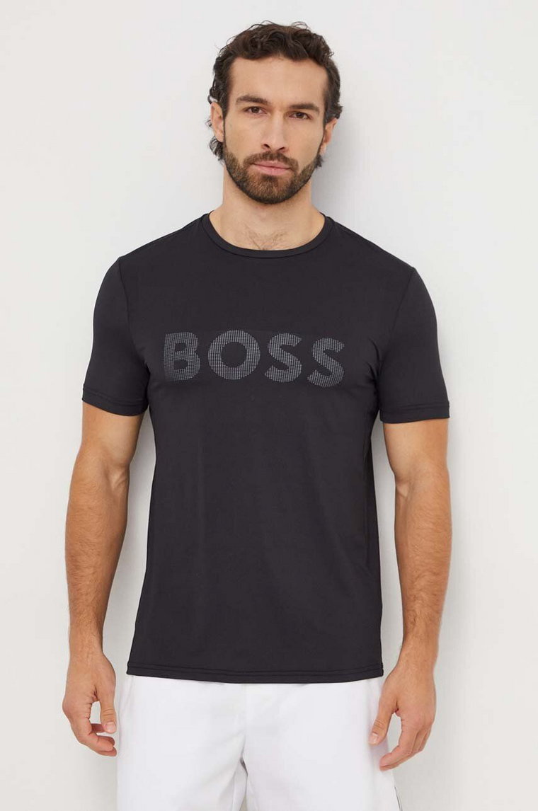 Boss Green t-shirt męski kolor czarny z nadrukiem