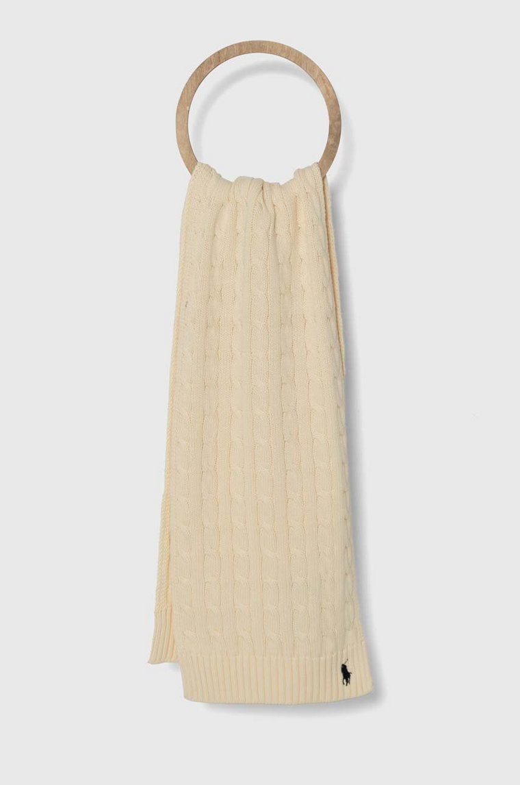 Polo Ralph Lauren szalik bawełniany kolor beżowy gładki 455954638