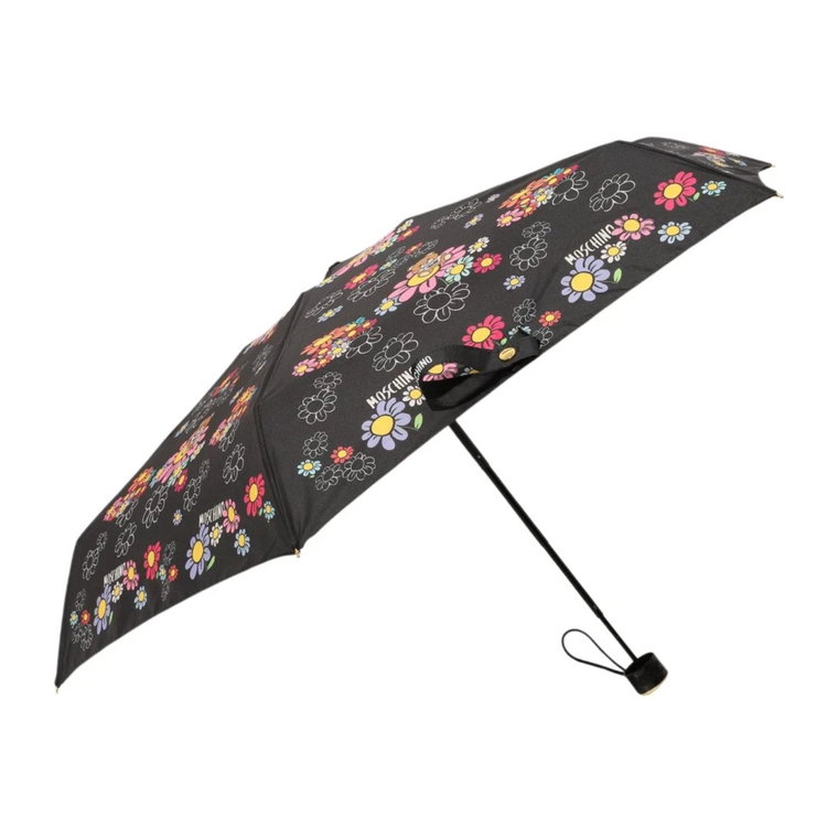 Czarny parasol z misiem Moschino
