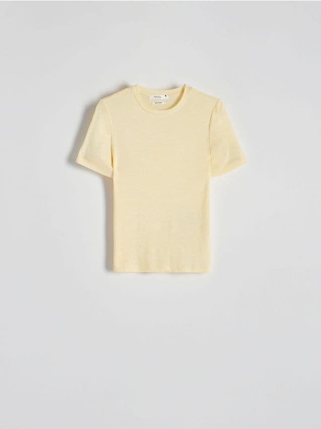 Reserved - T-shirt z wiskozą - jasnożółty