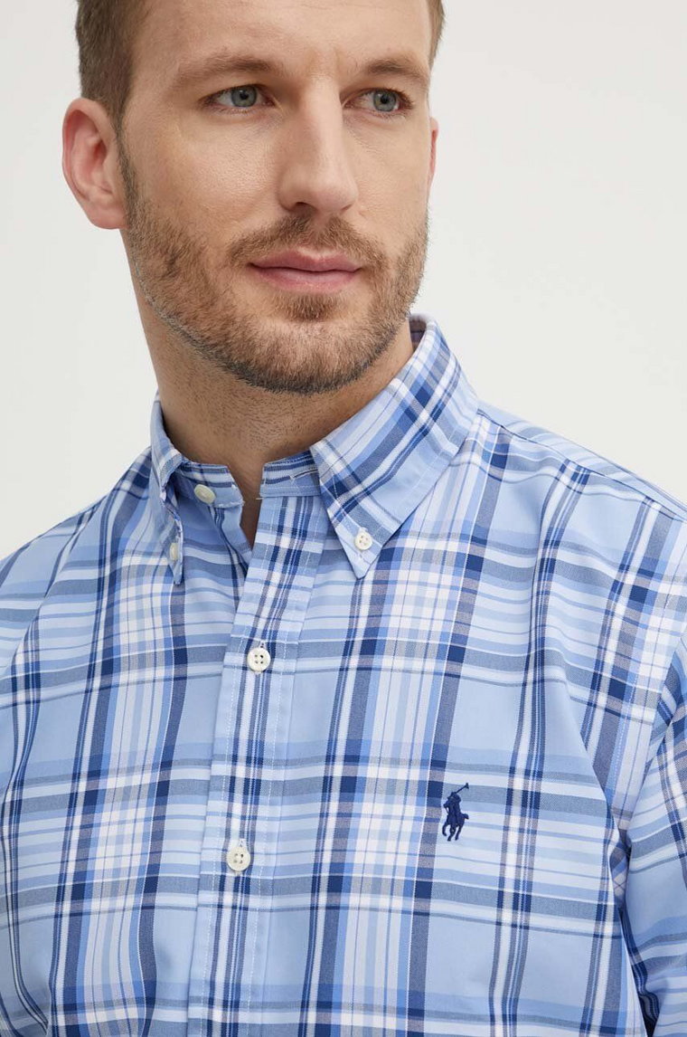 Polo Ralph Lauren koszula męska kolor niebieski regular z kołnierzykiem button-down 710944617