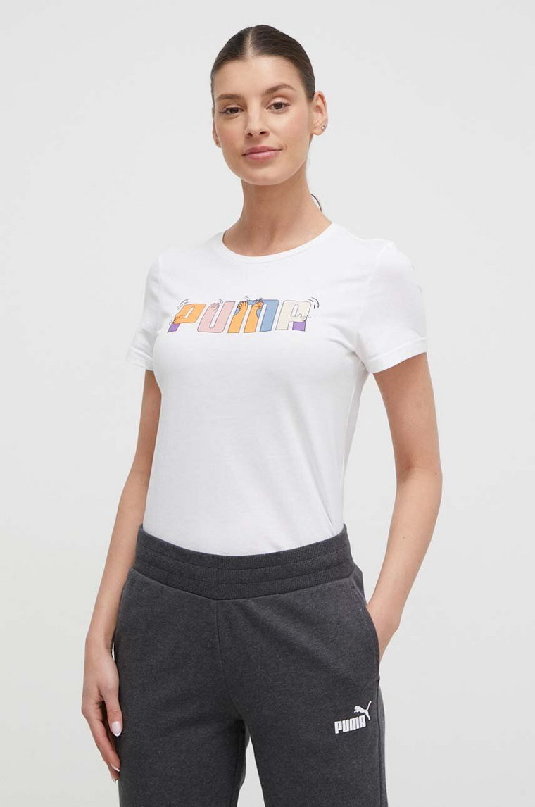 Puma t-shirt bawełniany męski kolor biały z nadrukiem 680178