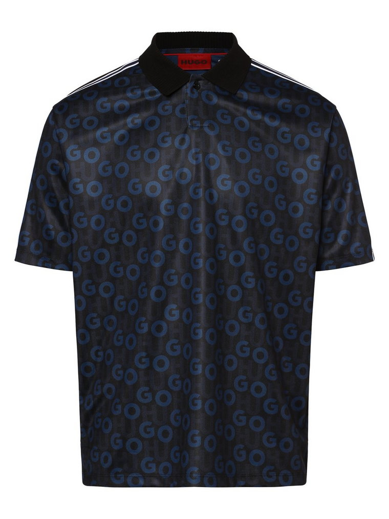 HUGO - Męska koszulka polo  Dunlun, niebieski|czarny|wielokolorowy