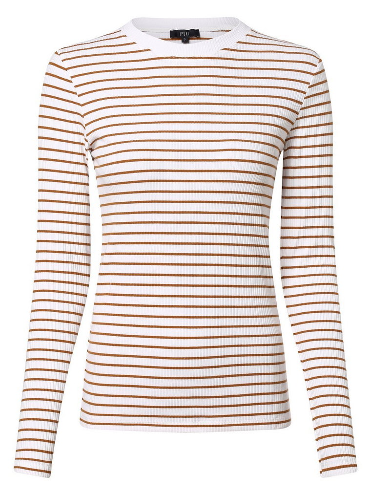 IPURI - Damska koszulka z długim rękawem, biały|brązowy