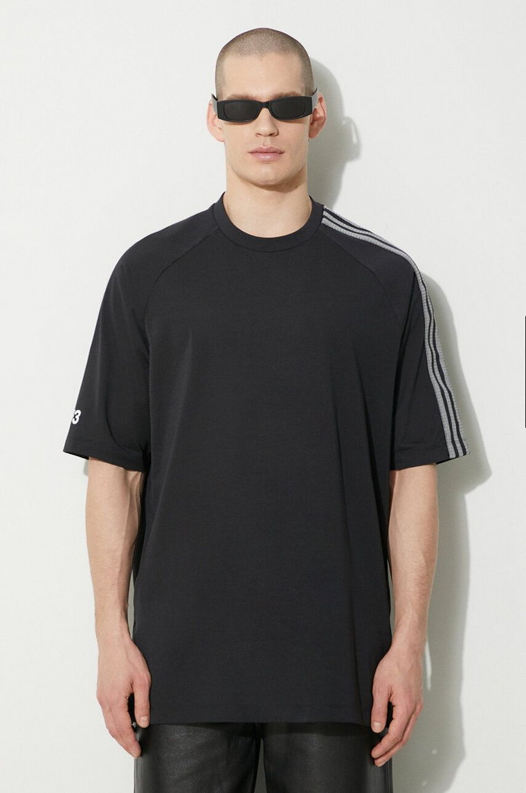 Y-3 t-shirt 3-Stripes Short Sleeve Tee męski kolor czarny z aplikacją IR6265