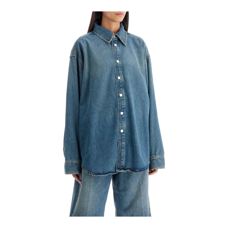 Oversized Denim Shirt z Zatrzaskami Haikure