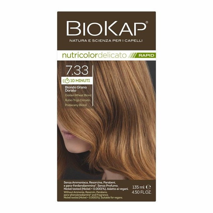 Biokap Nutricolor Delicato Rapid Farba do Włosów 7.33 Pozłacany Blond 135 ml
