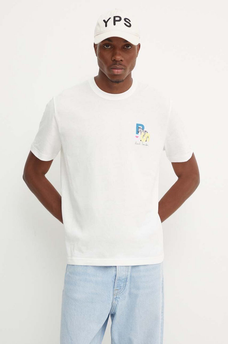 PS Paul Smith t-shirt bawełniany męski kolor biały z nadrukiem M2R.220X.NP4799