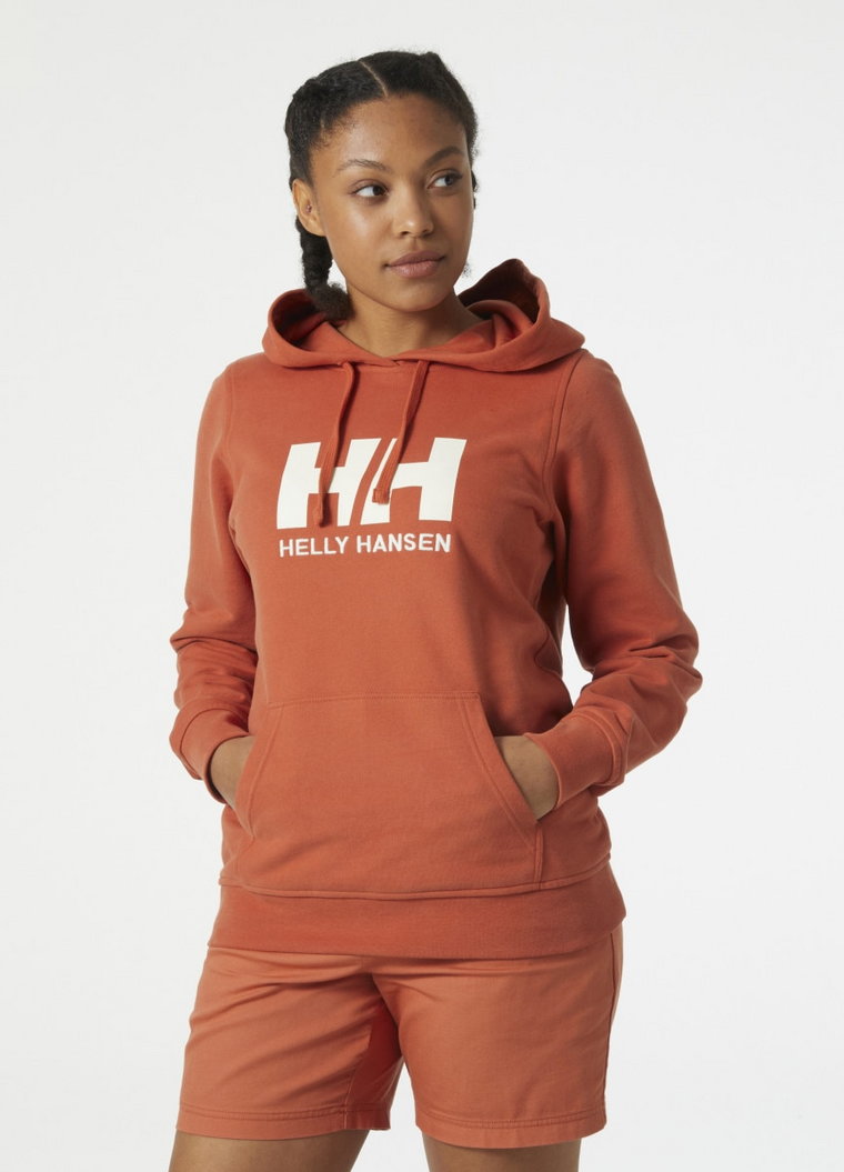 Damska bluza dresowa nierozpinana z kapturem HELLY HANSEN HH LOGO HOODIE - pomarańczowa