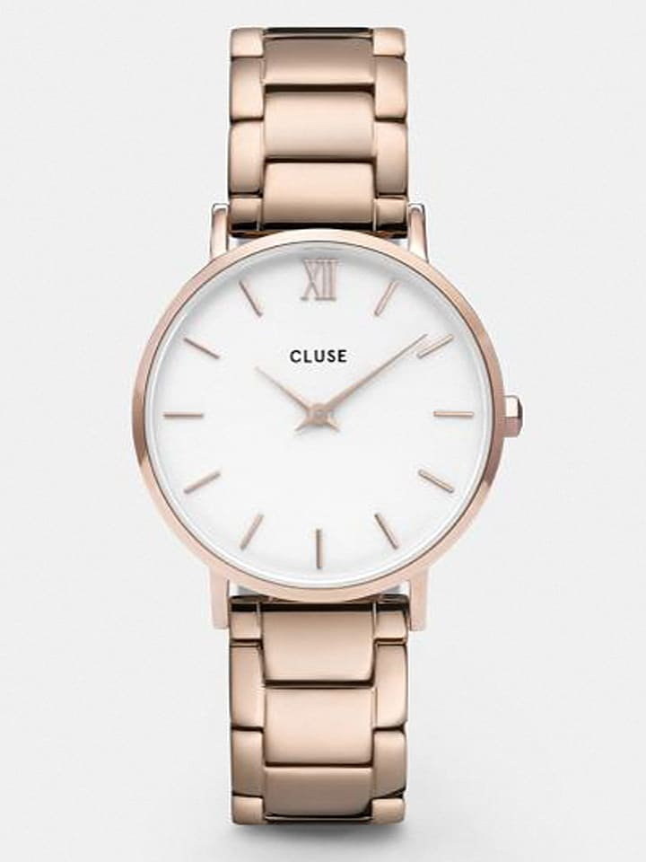CLUSE Zegarek kwarcowy w kolorze różowozłoto-białym