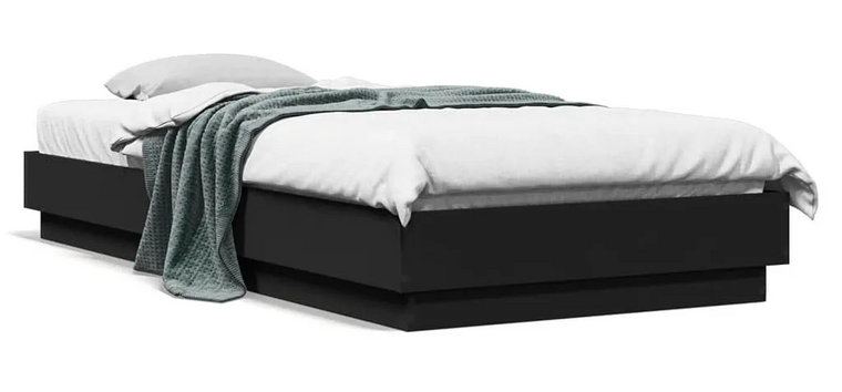 Czarne łóżko ze stelażem i oświetleniem LED 90x200 - Surlei