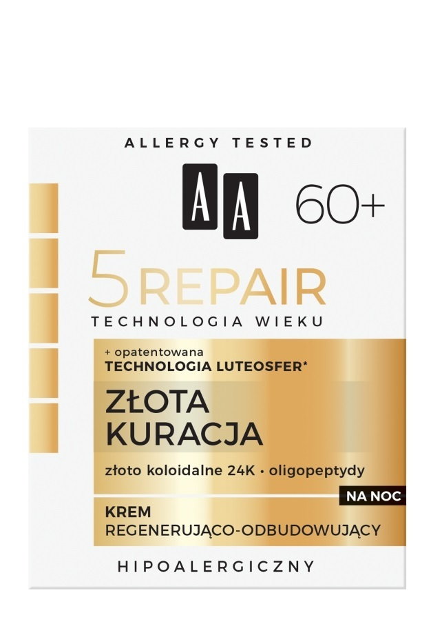 AA Technologia Wieku 5Repair 60+ Złota Kuracja - nocny krem regenerująco-odbudowujący 50ml