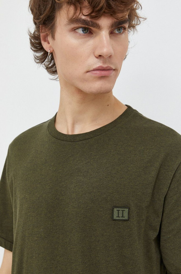 Les Deux t-shirt bawełniany męski kolor zielony melanżowy LDM101123