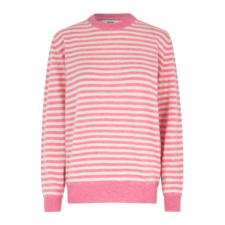 Pasiasty Sweter w Kolorze Begonia Pink Mads Nørgaard