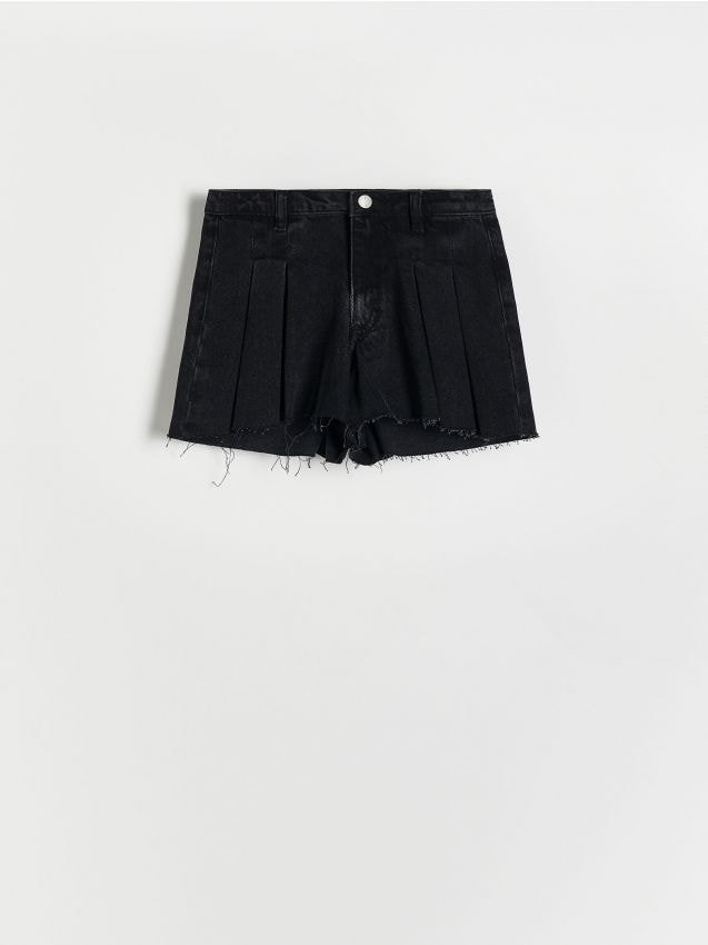 Reserved - Jeansowe szorty wide leg - czarny