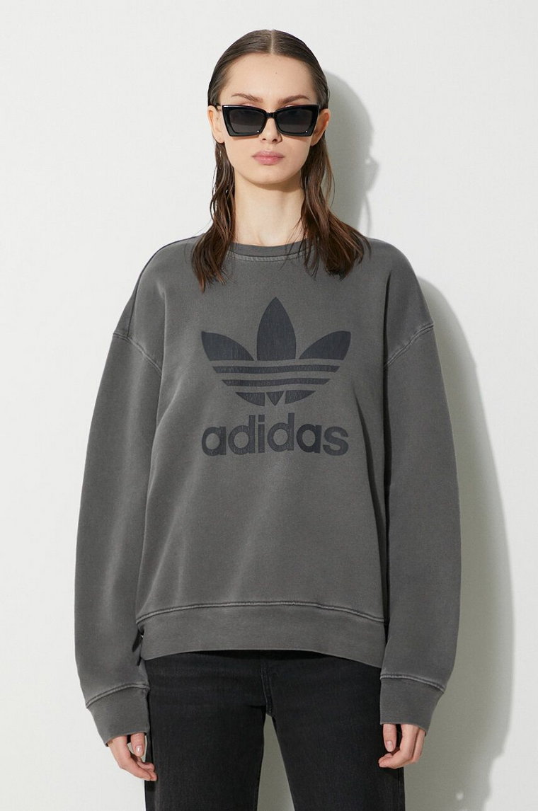 adidas Originals bluza bawełniana damska kolor szary z nadrukiem IN2270