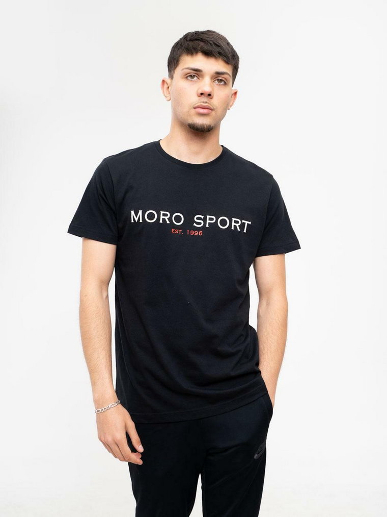 T-Shirt Z Nadrukiem Męski Czarny Moro Sport Name Logo