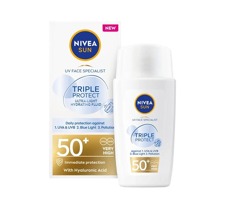 NIVEA SUN TRIPLE PROTECT PRZECIWSŁONECZNY FLUID DO TWARZY SPF50+ 40ML