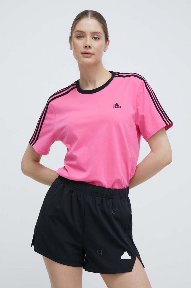 adidas t-shirt bawełniany damski kolor różowy IS1565