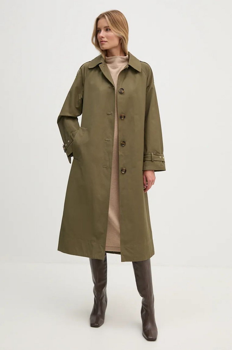 Barbour trencz Marie Showerproof damski kolor zielony przejściowy oversize