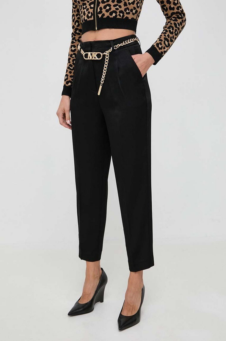 MICHAEL Michael Kors spodnie damskie kolor czarny fason cygaretki high waist