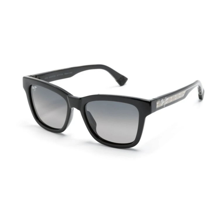 Hanohano Gs644-14A Shiny Black W/Trans Light Grey Sunglasses Maui Jim