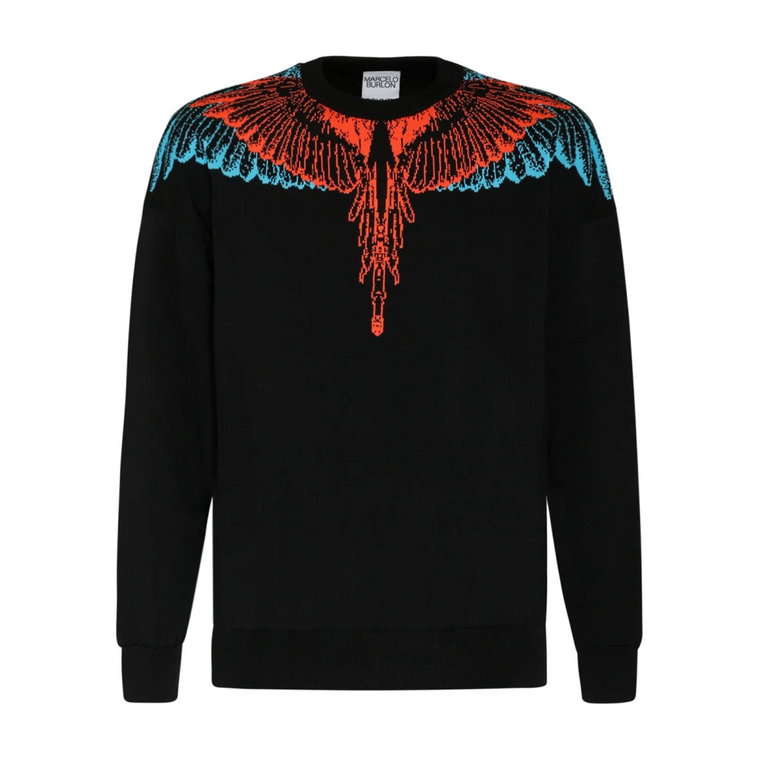 Czarny Bawełniany Sweter Icon Wings Marcelo Burlon