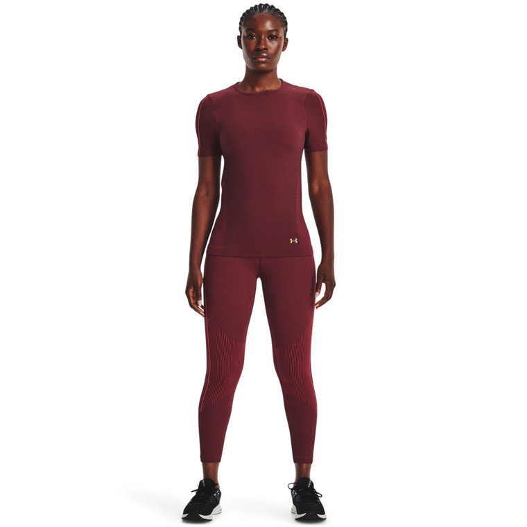 DAMSKIE LEGGINSY TRENINGOWE UNDER ARMOUR UA RUSH SEAMLESS ANKLE LEG - czerwony