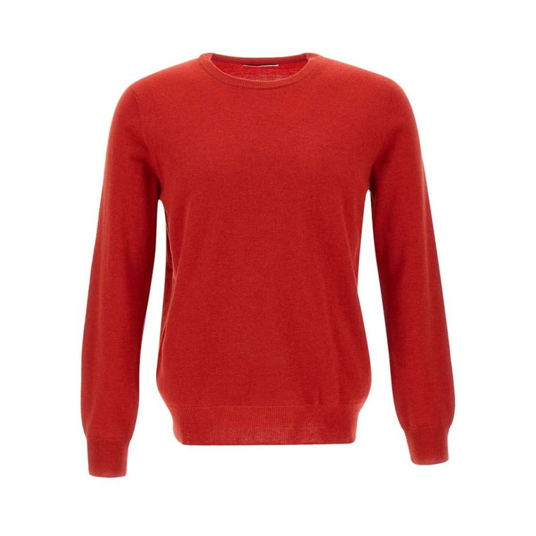 Męski sweter z wełny, czerwony, okrągły dekolt Kangra