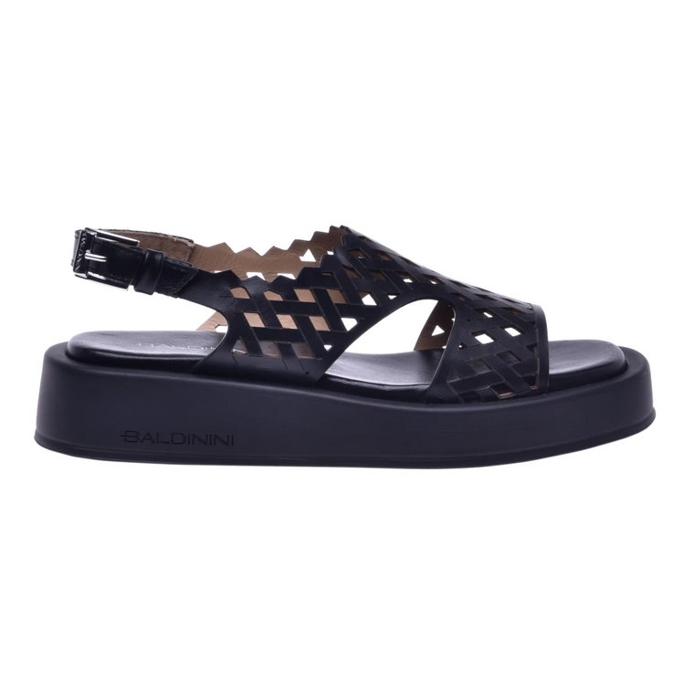 Sandals in perforated czarny leather Baldinini