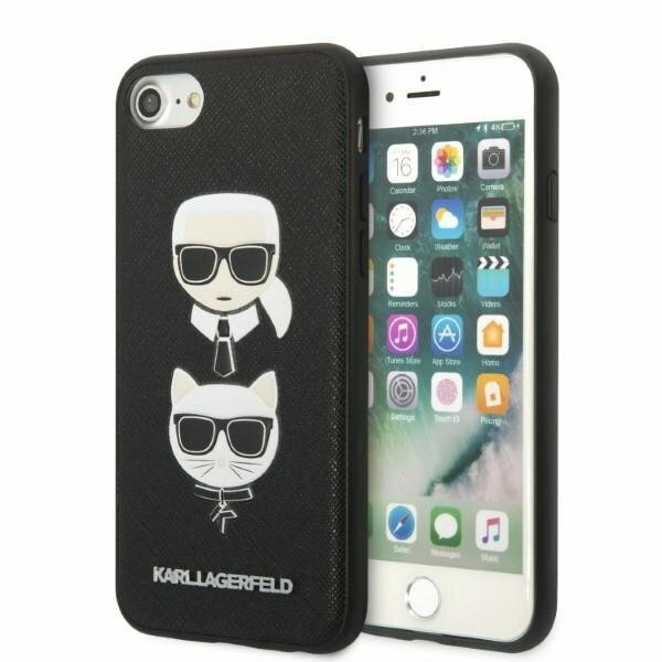 Karl Lagerfeld KLHCI8SAKICKCBK iPhone 7/8 / SE 2020 / SE 2022 czarny/black hardcase Saffiano Ikonik Karl&Choupette Head