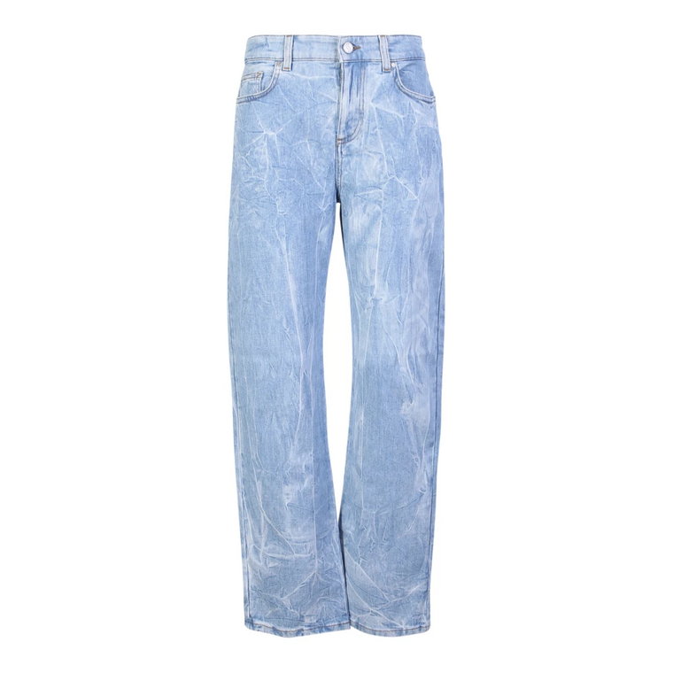 Niebieskie Jeansy z Efektem Zmięcia i Wysokim Stanem Stella McCartney