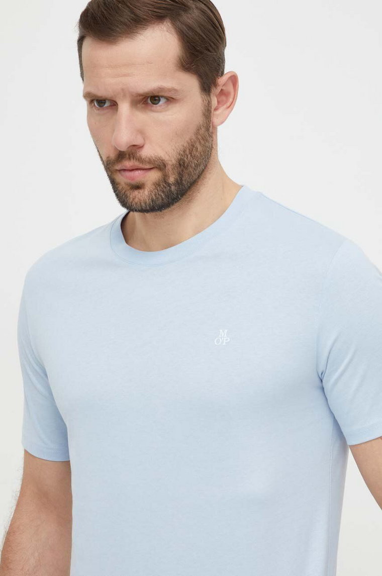 Marc O'Polo t-shirt bawełniany męski kolor niebieski gładki