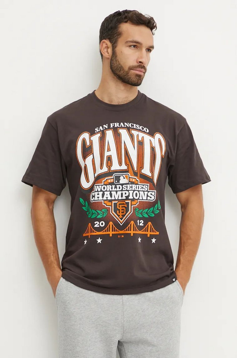 47 brand t-shirt bawełniany MLB San Francisco Giants męski kolor szary z nadrukiem BU022TMYIHQ632909C9