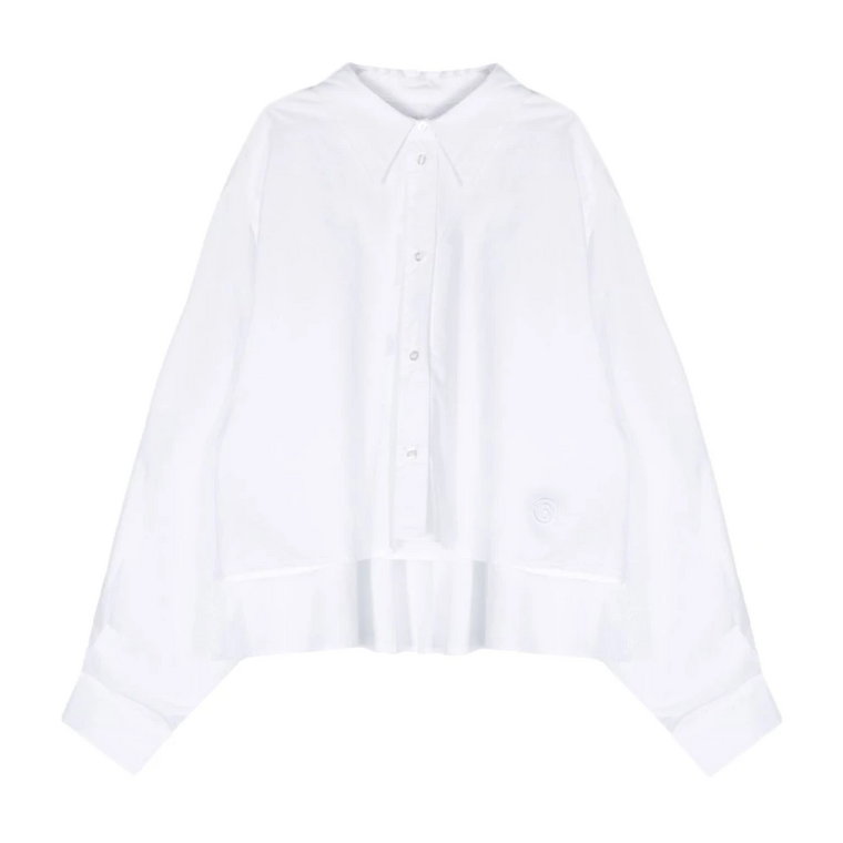 Biała Asymetryczna Koszula dla Dziewczynek i Nastolatek MM6 Maison Margiela