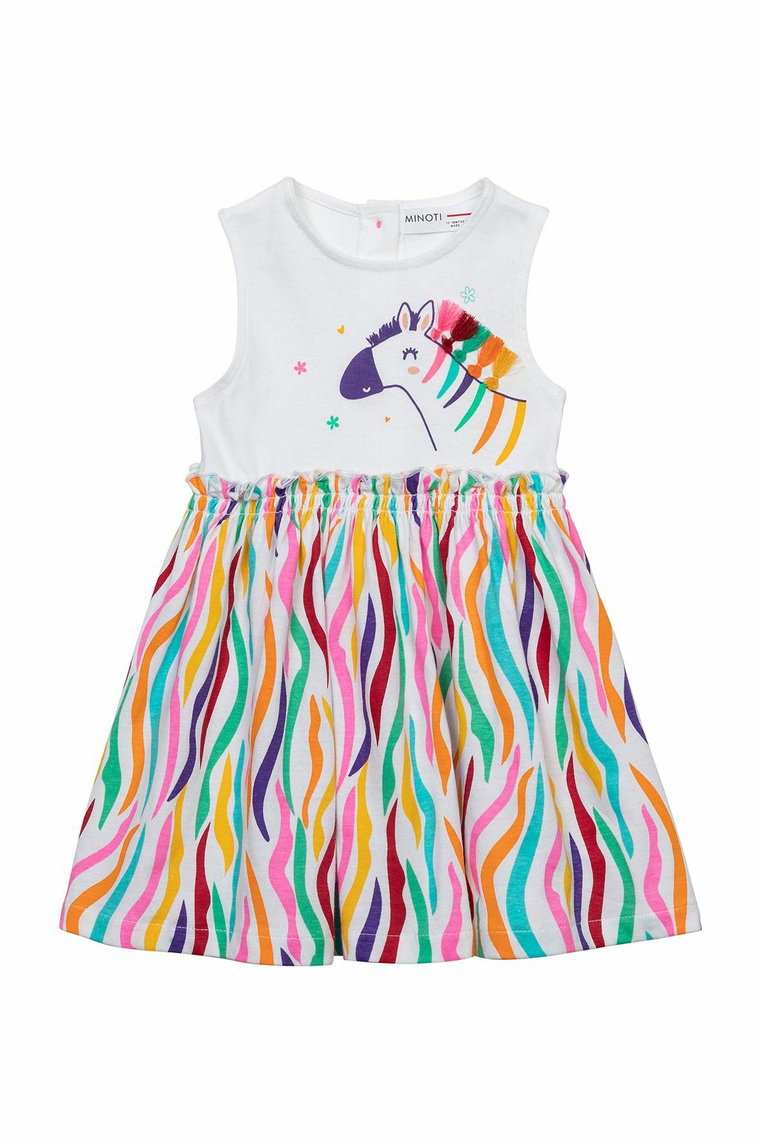 Kolorowa sukienka niemowlęca na lato bawełniana z zebrą
