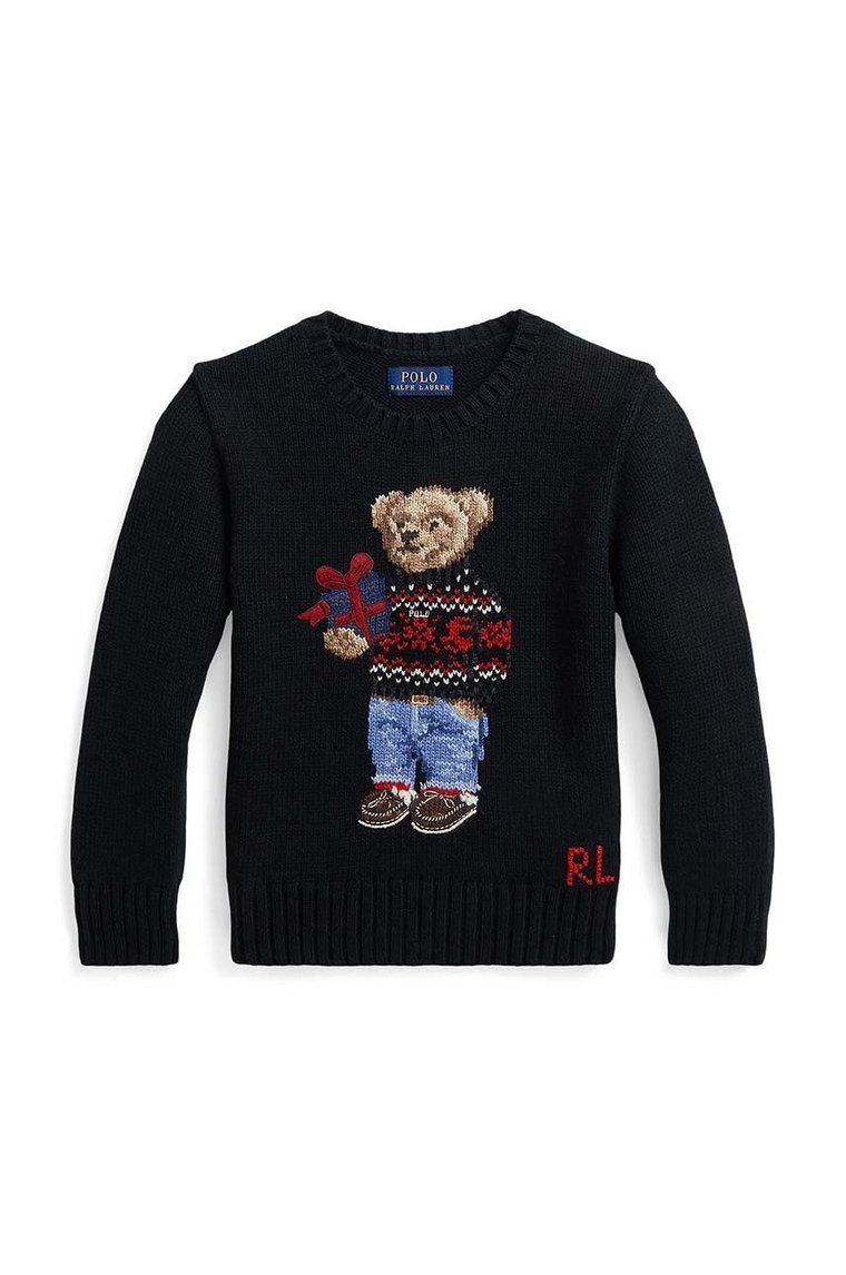 Polo Ralph Lauren sweter bawełniany dziecięcy kolor czarny lekki