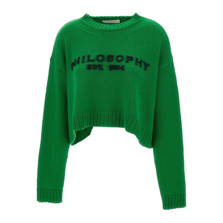 Zielony sweter z ozdobionym logo Philosophy di Lorenzo Serafini