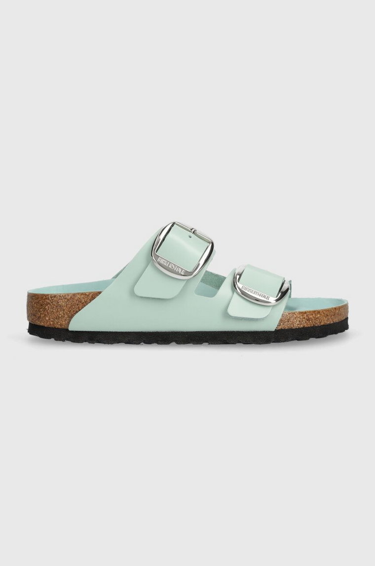 Birkenstock klapki skórzane Arizona Big Buckle damskie kolor turkusowy 1026495