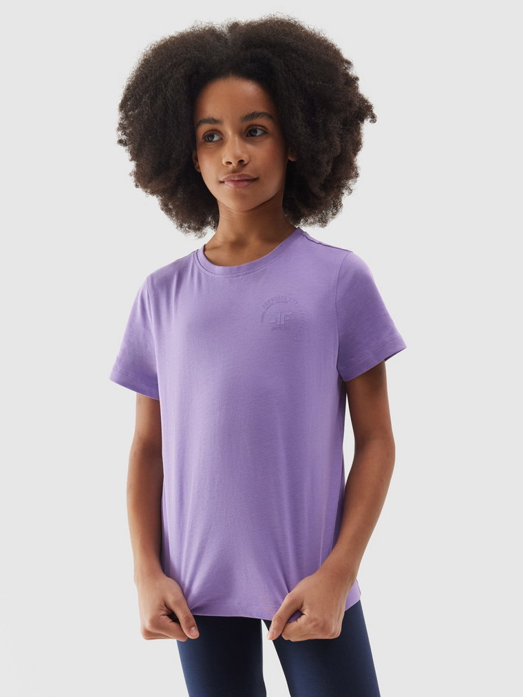 T-shirt gładki dziewczęcy - fioletowy