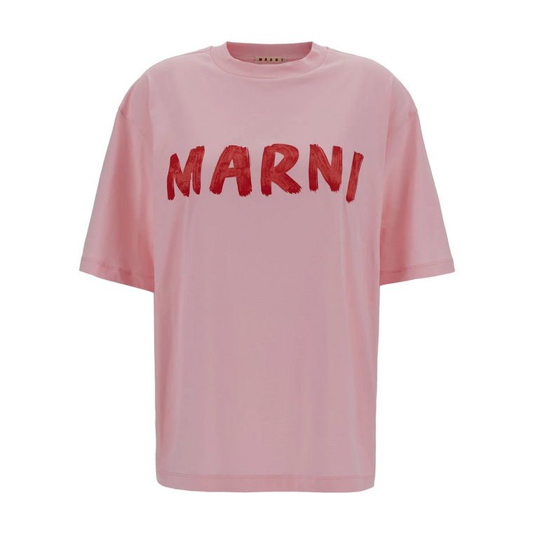 Różowa Koszulka z Logo Marni