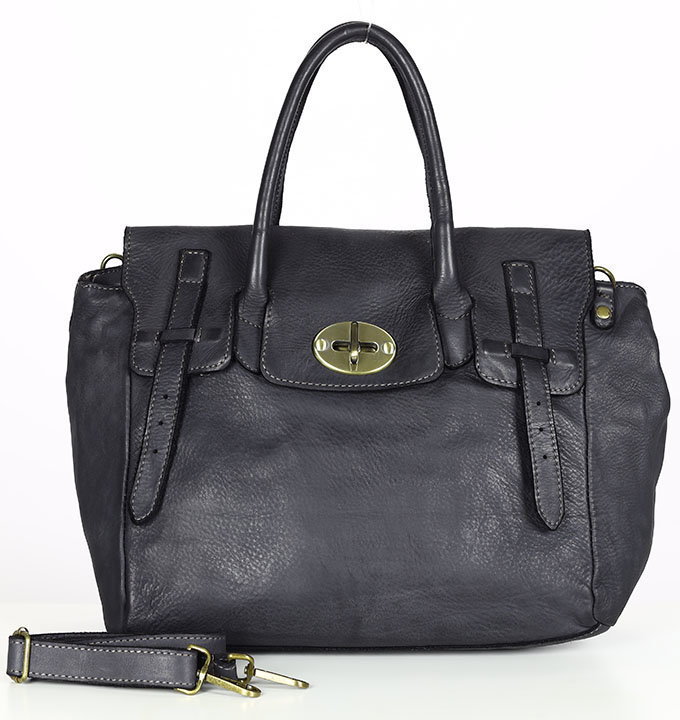 Kultowa torba damska do ręki ze skóry vintage capsule leather bag MARCO MAZZINI czarna