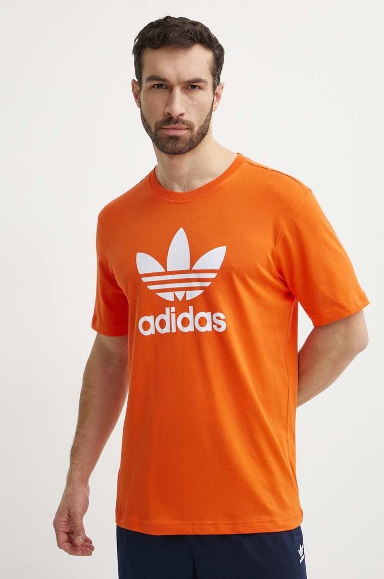 adidas Originals t-shirt bawełniany męski kolor pomarańczowy z nadrukiem IR8000