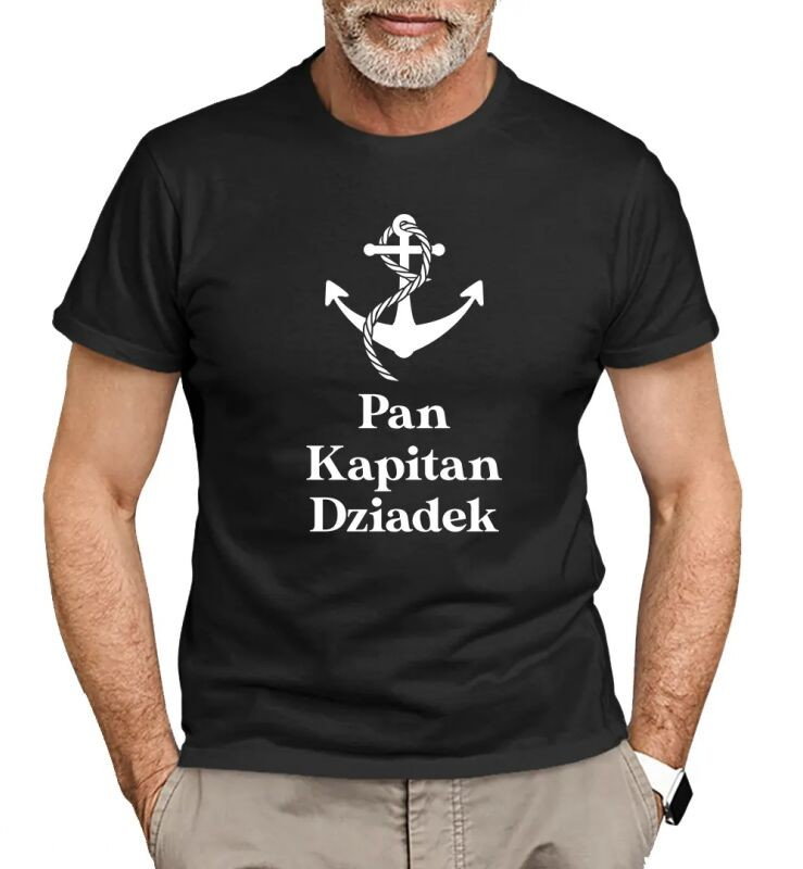 Pan Kapitan Dziadek - męska koszulka z nadrukiem