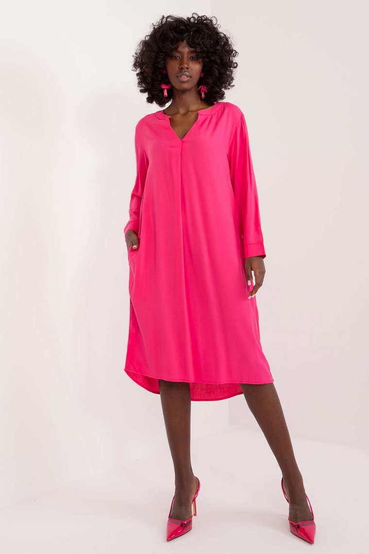 Różowa sukienka koszulowa oversize Sublevel z wiskozy