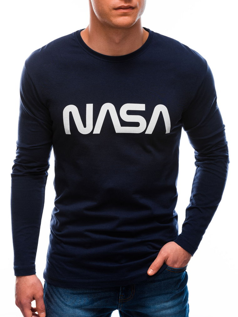 Longsleeve męski z nadrukiem L143 - granatowy