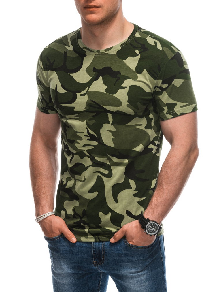 T-shirt męski z nadrukiem S1931 - jasnozielony