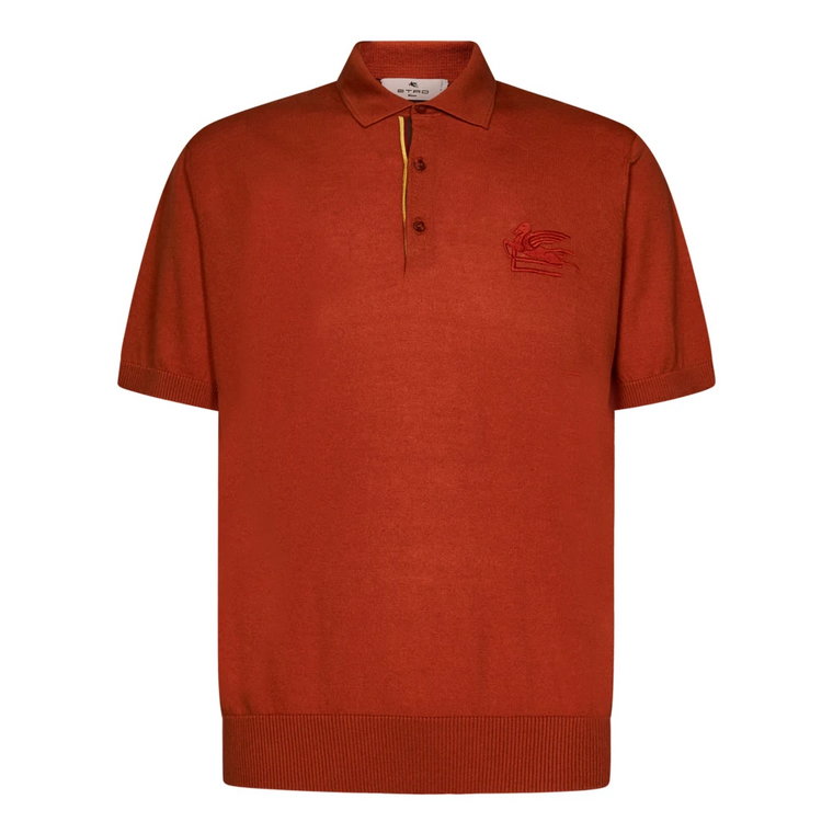 Czerwona koszulka polo z logo Pegaz Etro